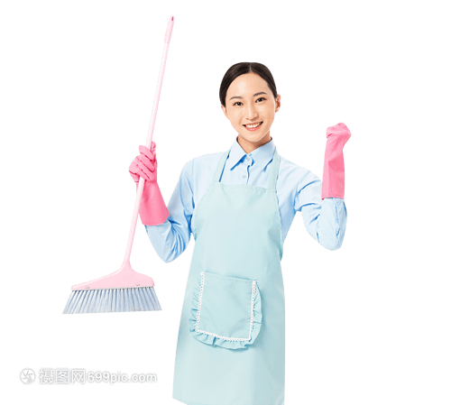 家政服務(wù) 女性掃地時(shí)的專業(yè)手勢(shì)與加油精神